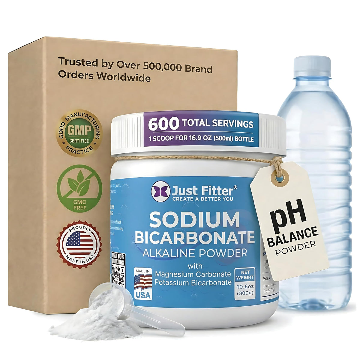 Just Fitter Magnesium Carbonate Alkaline Powder 300g front view