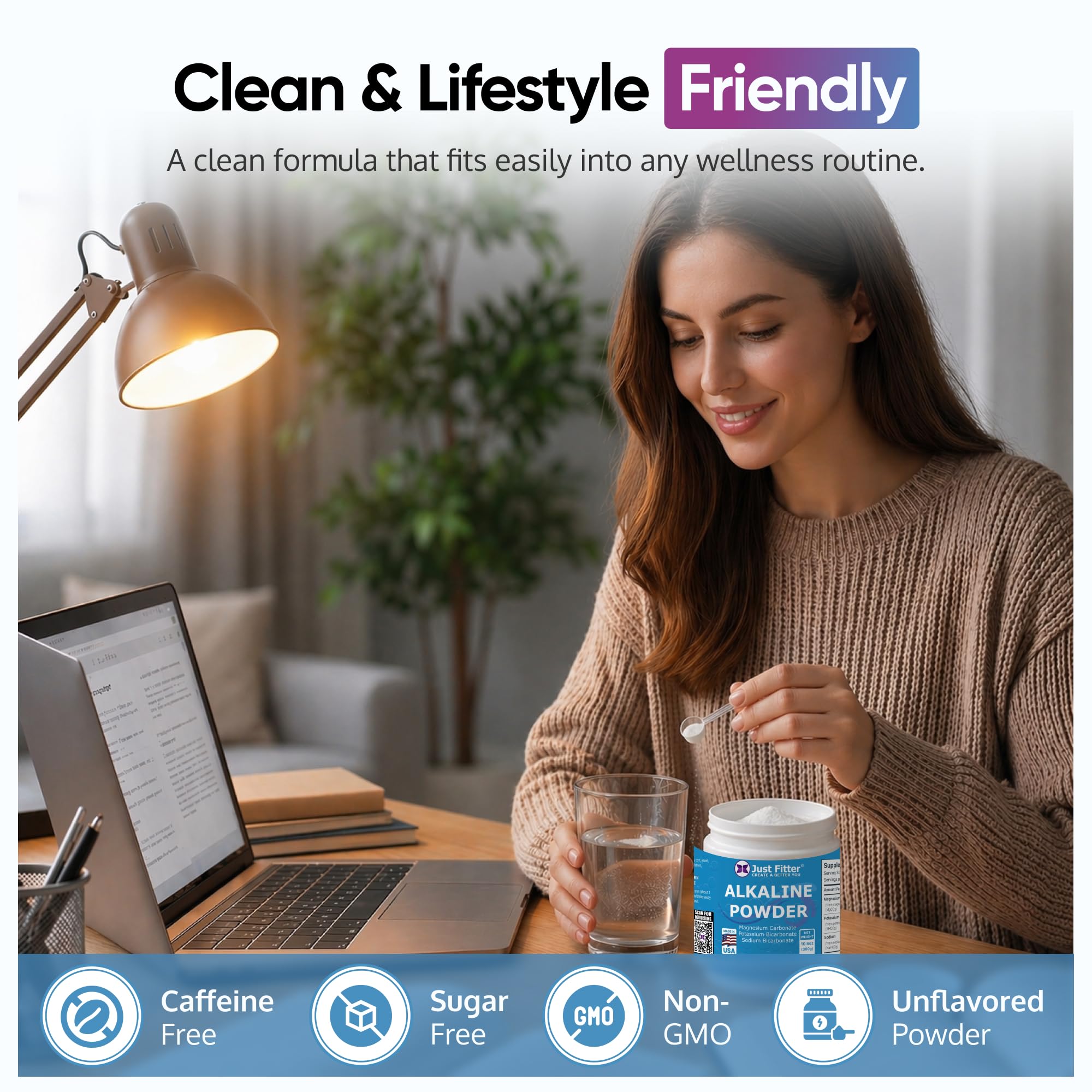 Just Fitter Magnesium Carbonate Alkaline Powder with measuring scoop