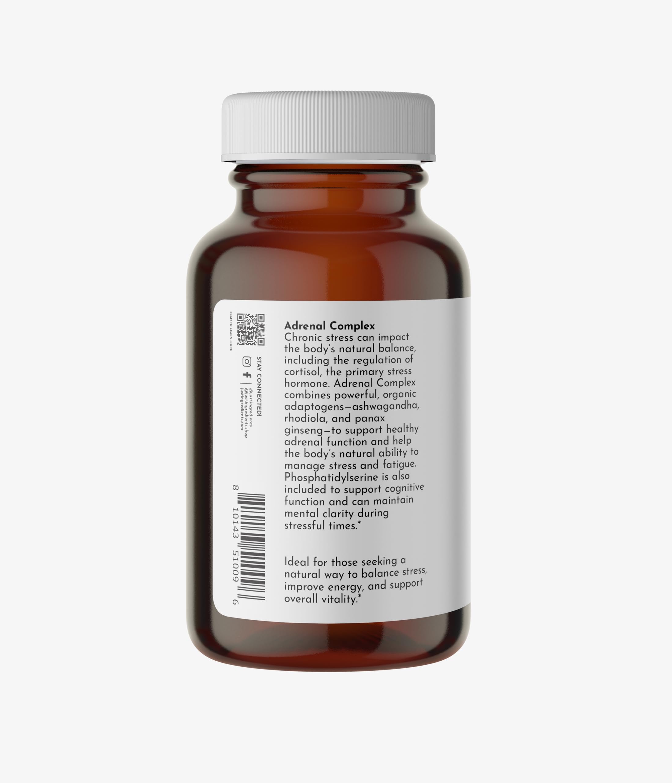 JUST INGREDIENTS Adrenal Extracts supplement packaging