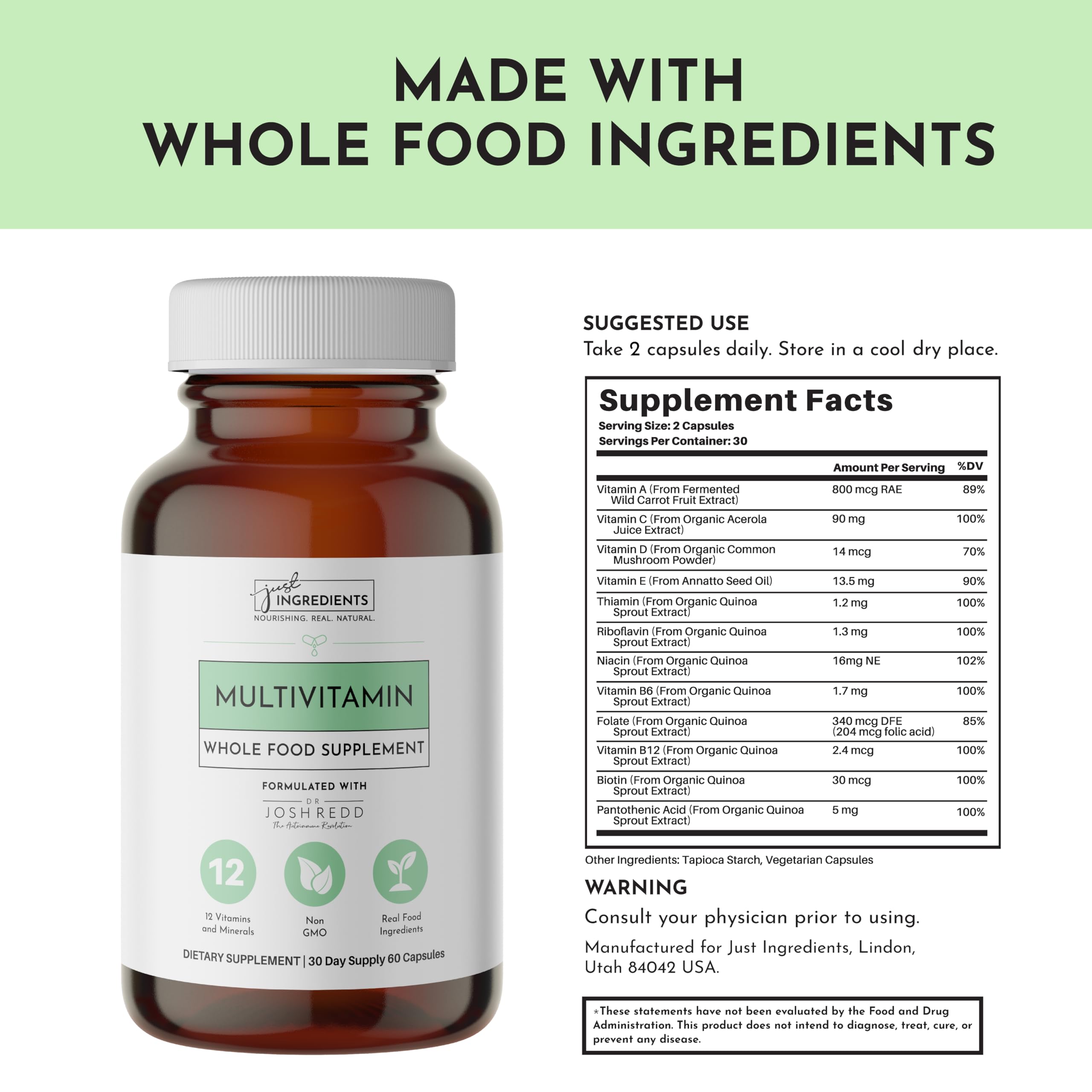 JUST INGREDIENTS Daily Multivitamin Supplement packaging