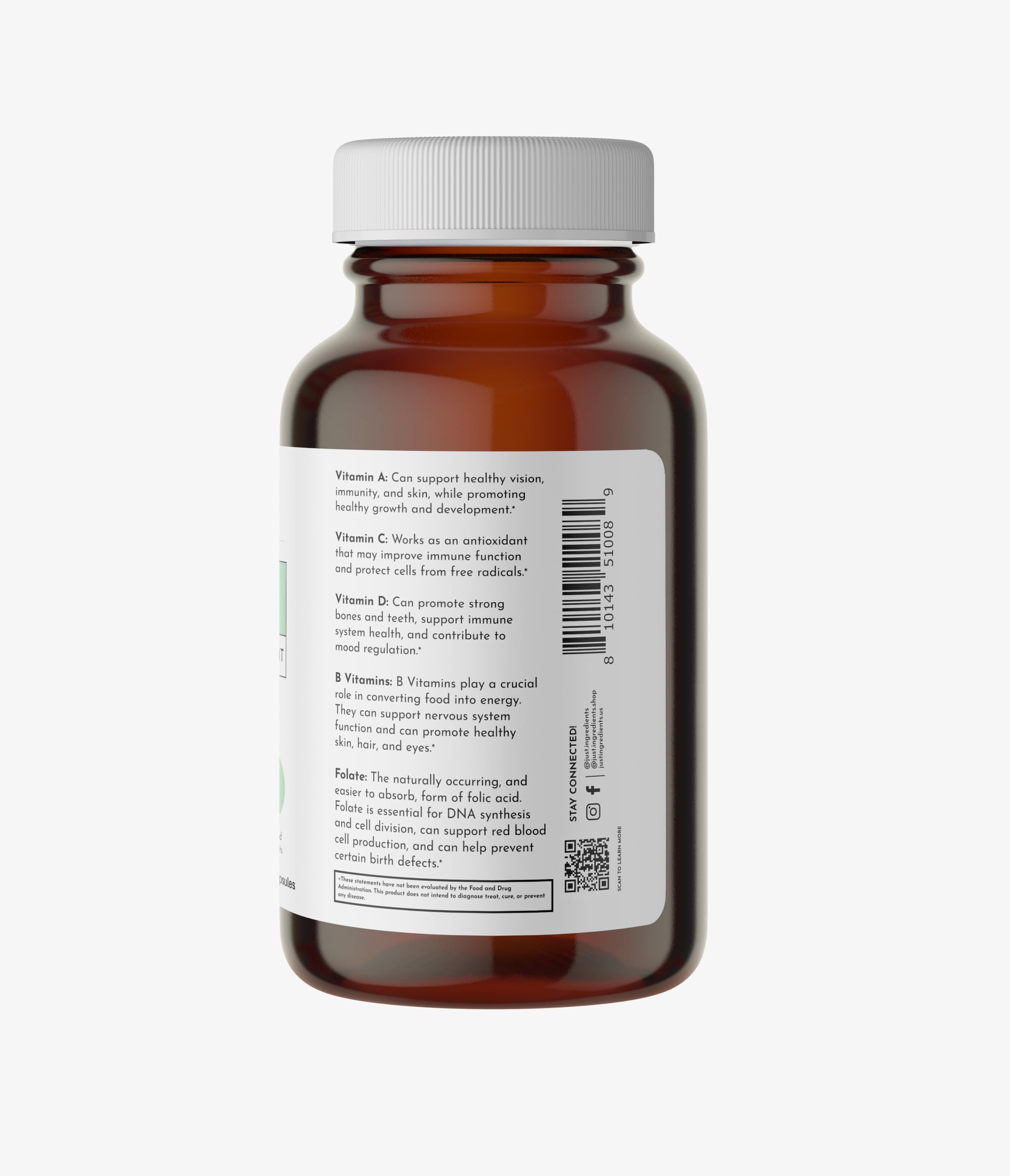 JUST INGREDIENTS Daily Multivitamin Supplement side view