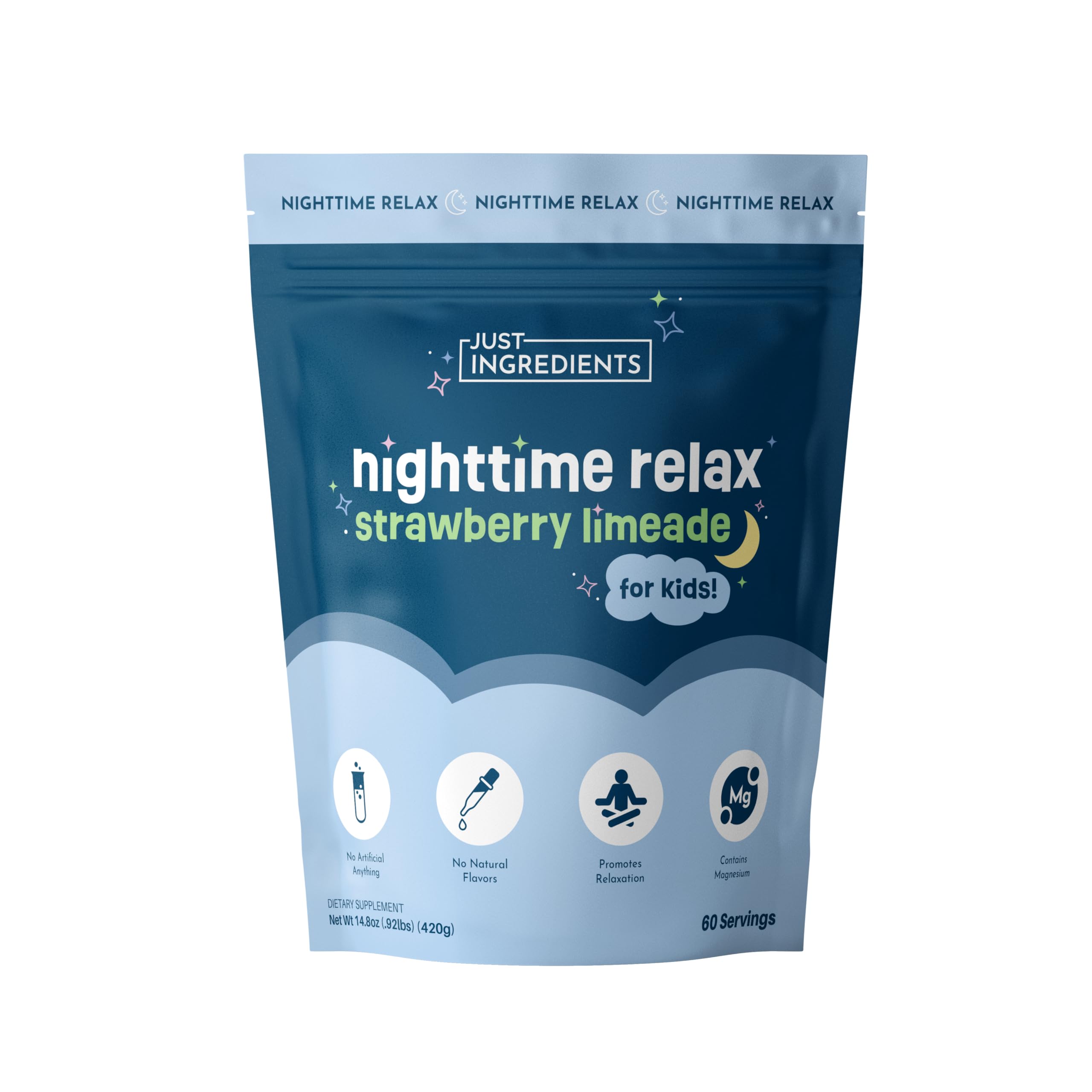 JUST INGREDIENTS Kids Nighttime Drink Mix 458g front view