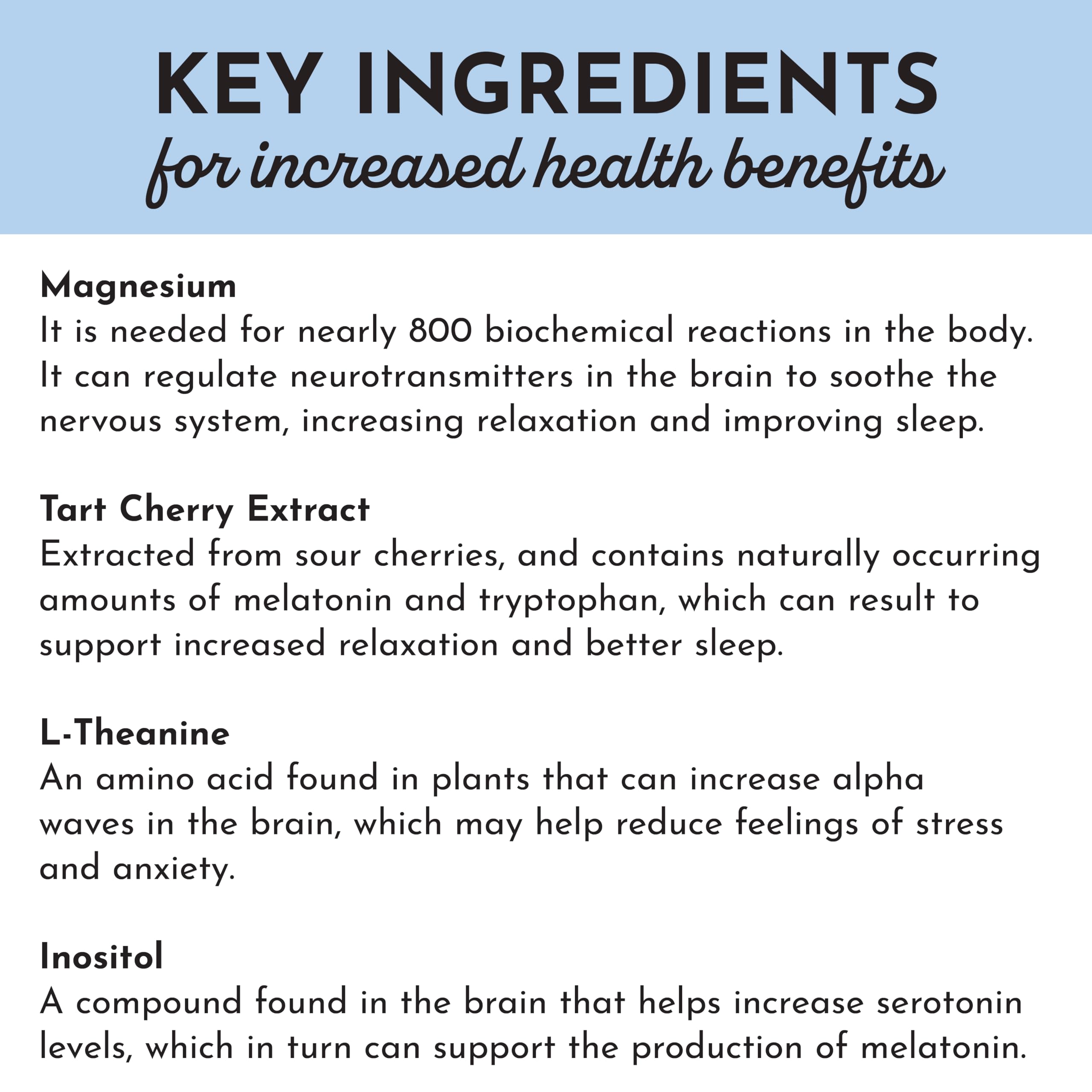 JUST INGREDIENTS Kids Nighttime Drink Mix ingredients list