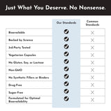 JUST INGREDIENTS Probiotic Supplement with a glass of water