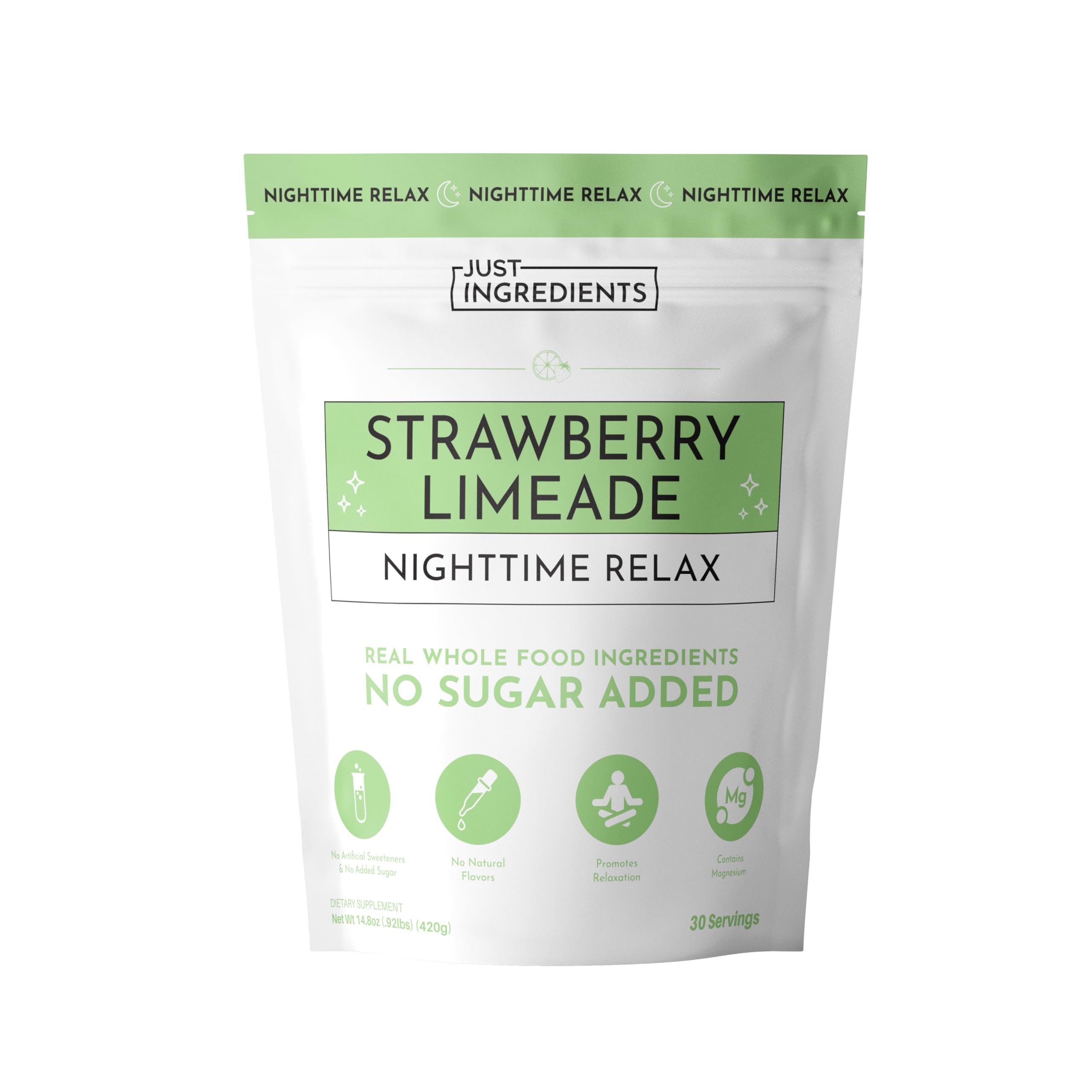 JUST INGREDIENTS Sleep Supplement Strawberry Limeade front view