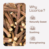 Just Jaivik Organic Licorice Root Tablets on a wooden table