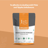 Just Jaivik Organic Neem Leaves Powder scoop with powder
