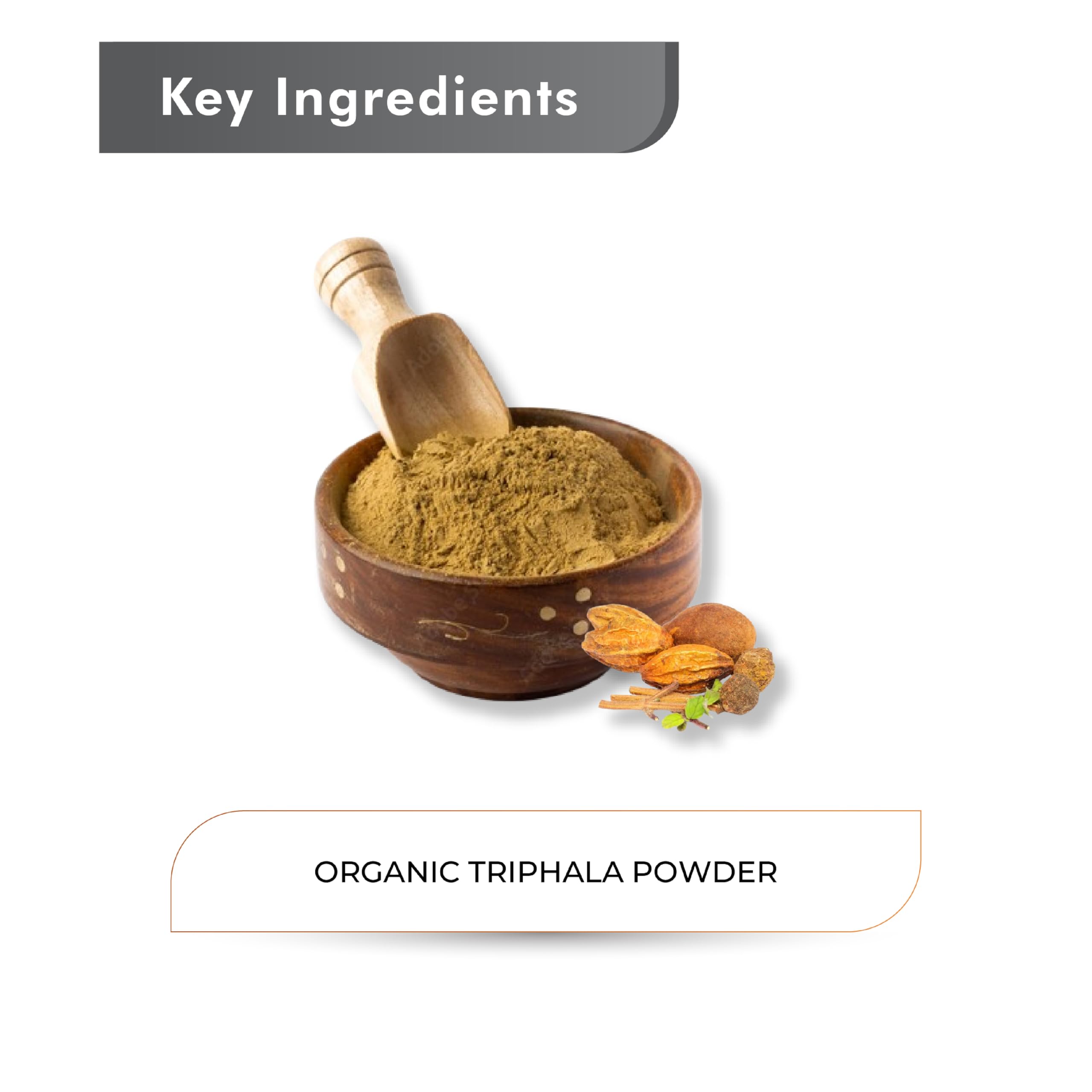 Just Jaivik Organic Triphala Powder 227g side view