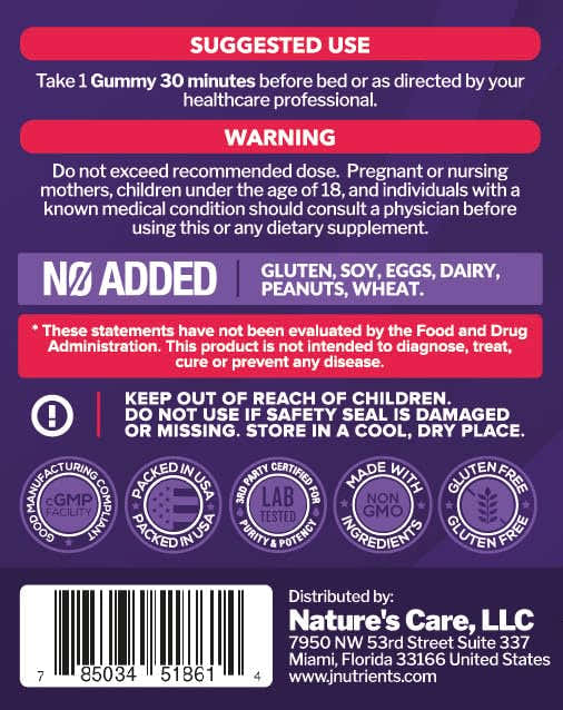 Just Nutrients Melatonin Gummies 10mg close-up of gummies