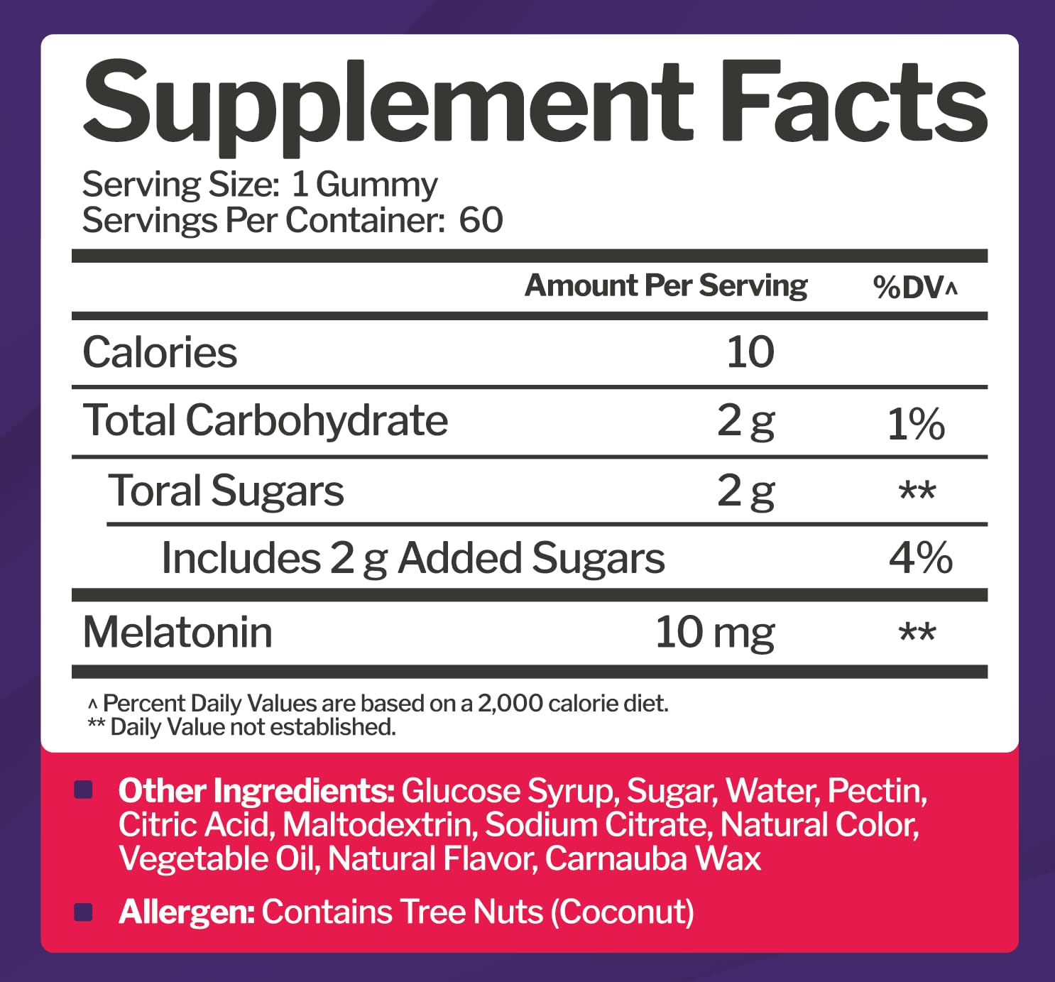 Just Nutrients Melatonin Gummies 10mg gummies in a bowl