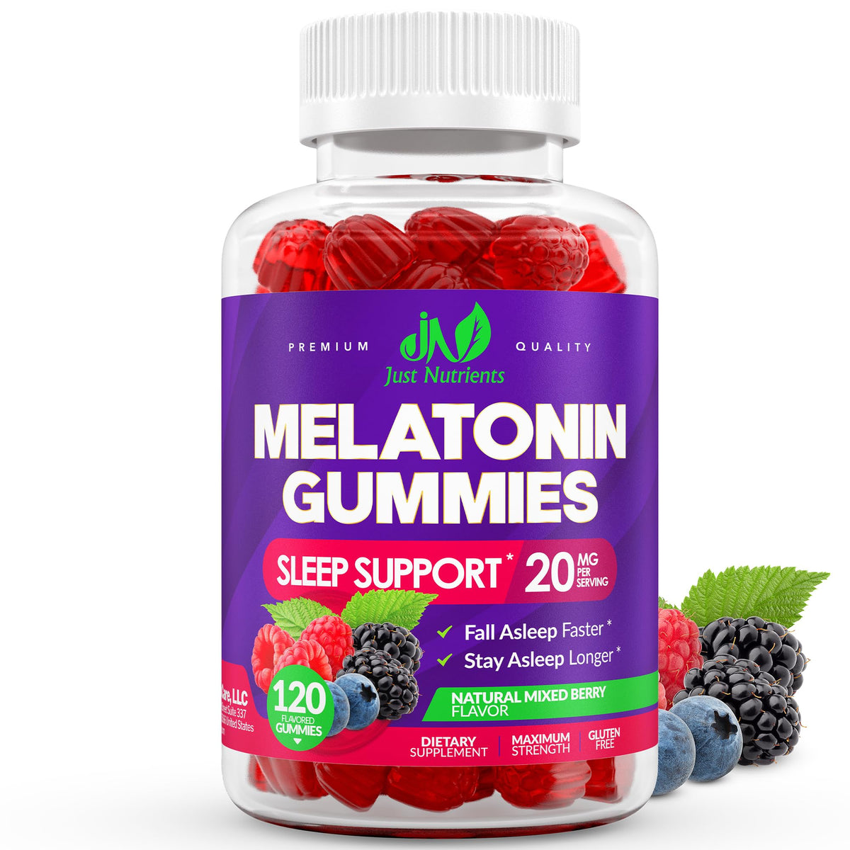 Just Nutrients Melatonin Gummies 20mg front view