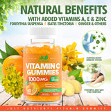 Just Nutrients Vitamin C Gummies bottle on a wooden table