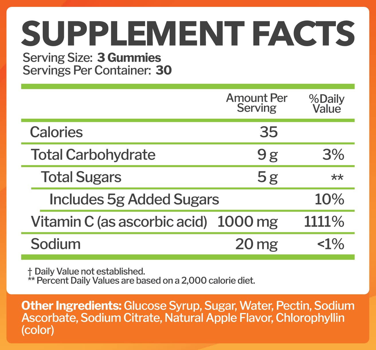 Just Nutrients Vitamin C Gummies ingredients list