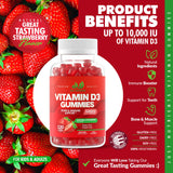 Just Nutrients Vitamin D3 Gummies 5000 IU bottle side view