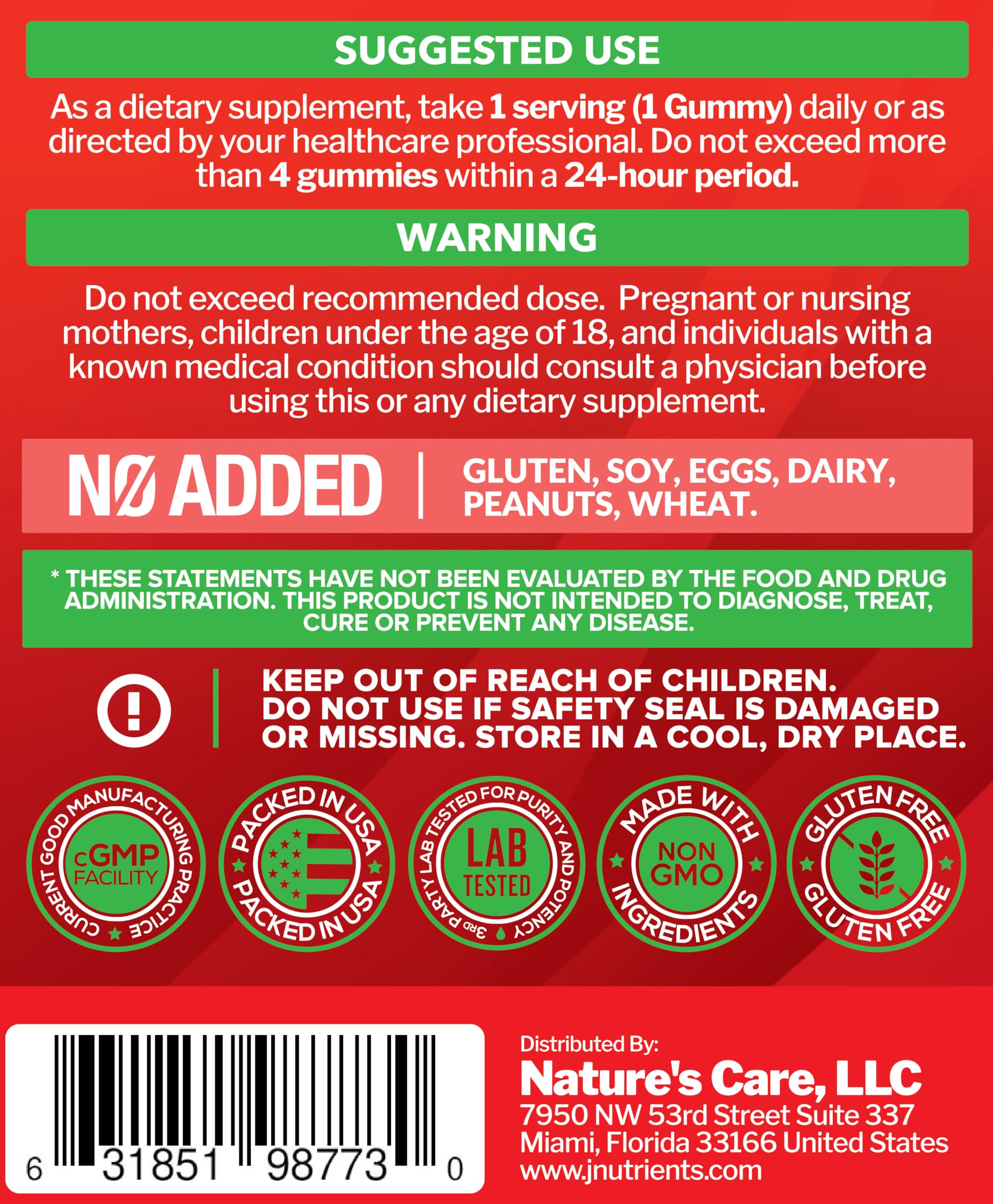 Just Nutrients Vitamin D3 Gummies 5000 IU ingredients list