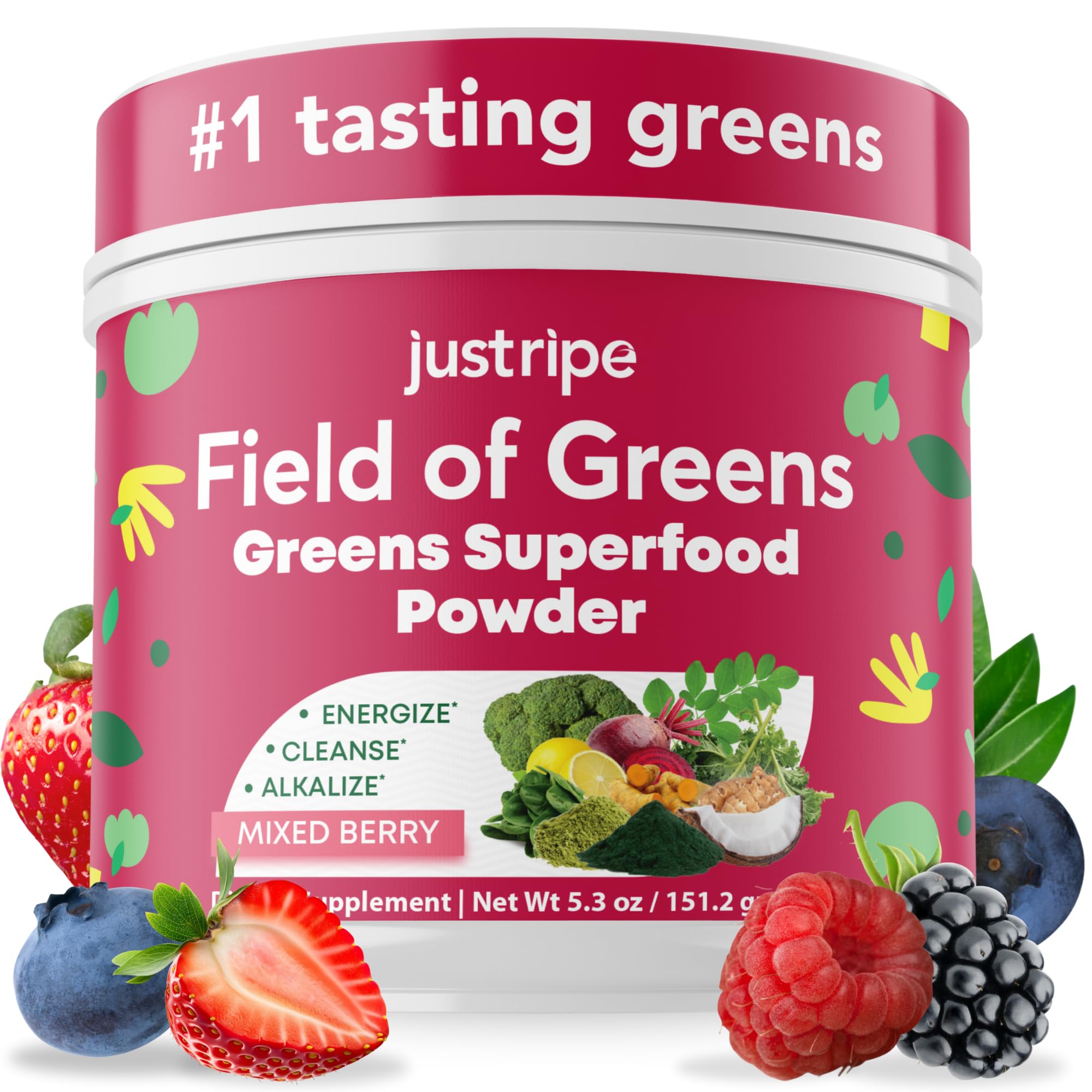 Just Ripe Nutrition Spirulina Super Greens Powder front view