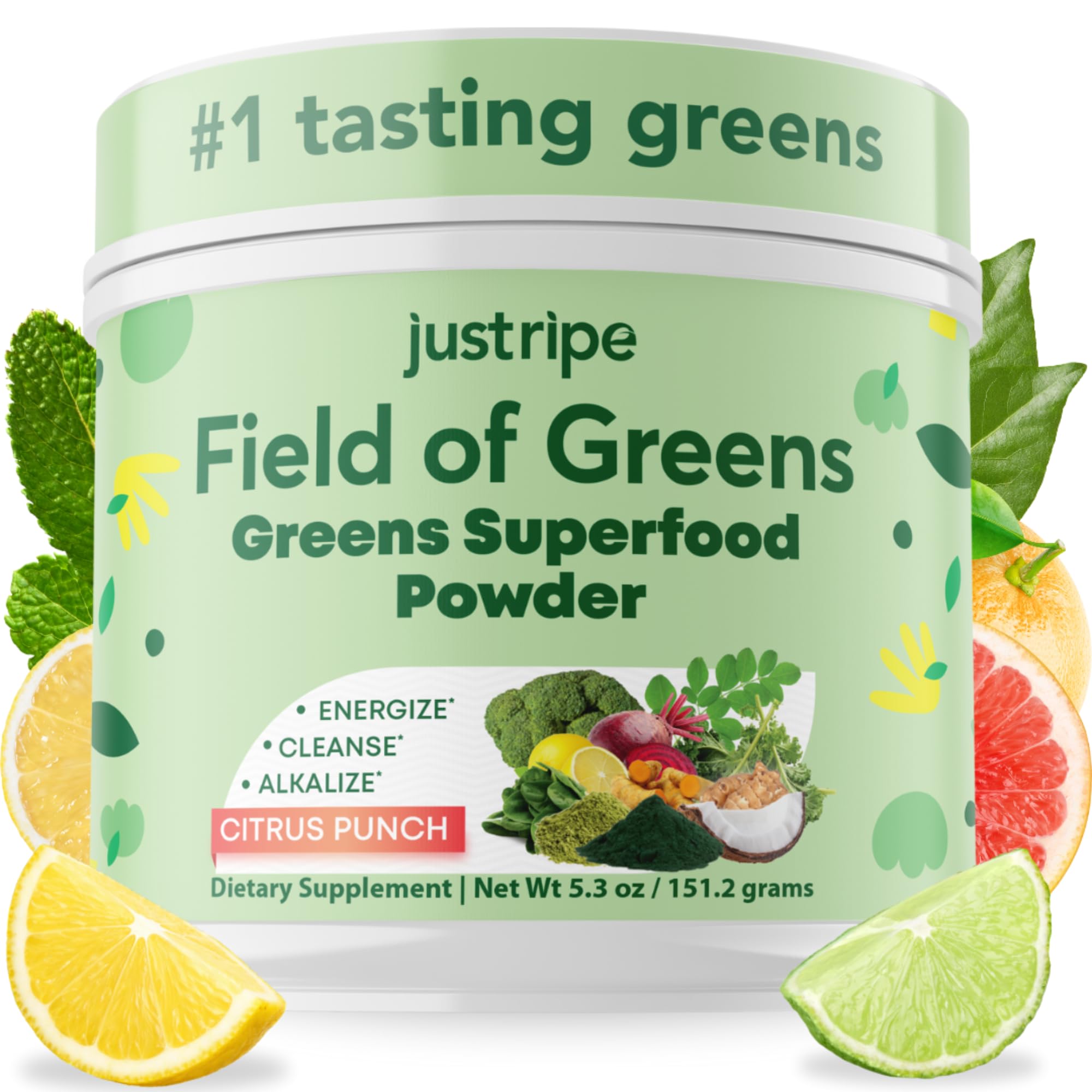 Just Ripe Nutrition Spirulina Super Greens Powder front view