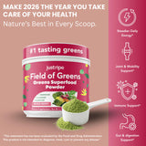 Just Ripe Nutrition Spirulina Super Greens Powder on a kitchen counter