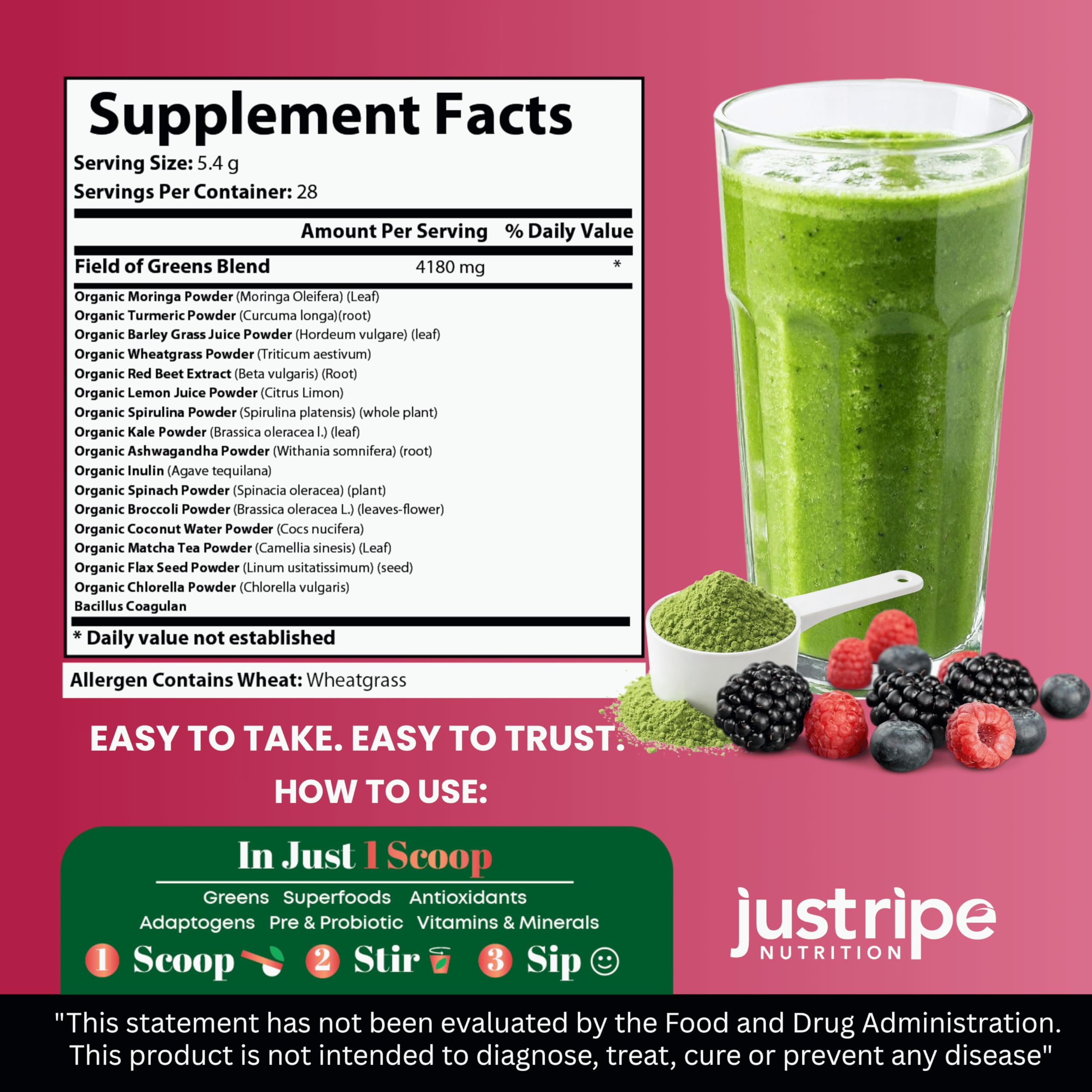 Just Ripe Nutrition Spirulina Super Greens Powder packaging