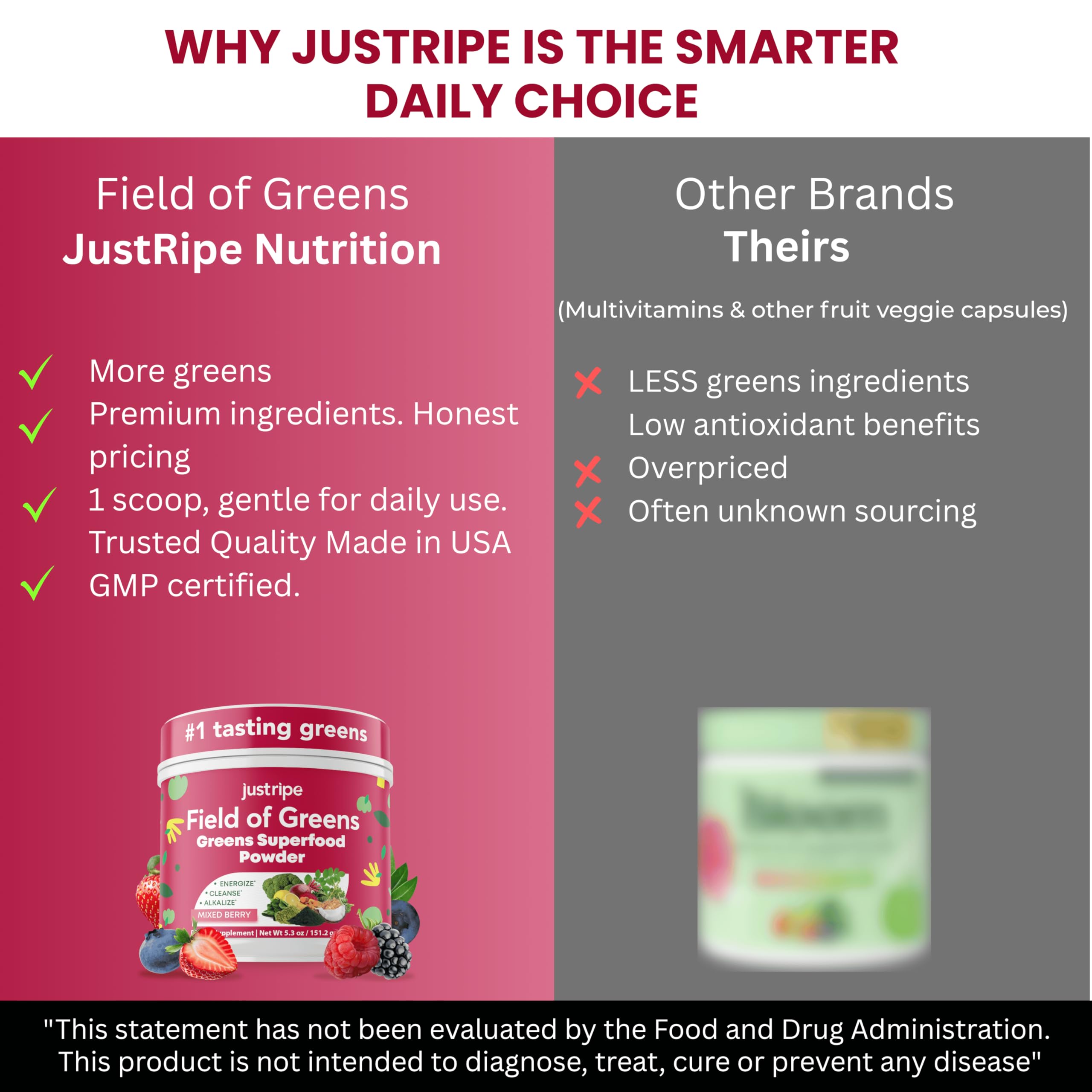 Just Ripe Nutrition Spirulina Super Greens Powder scoop