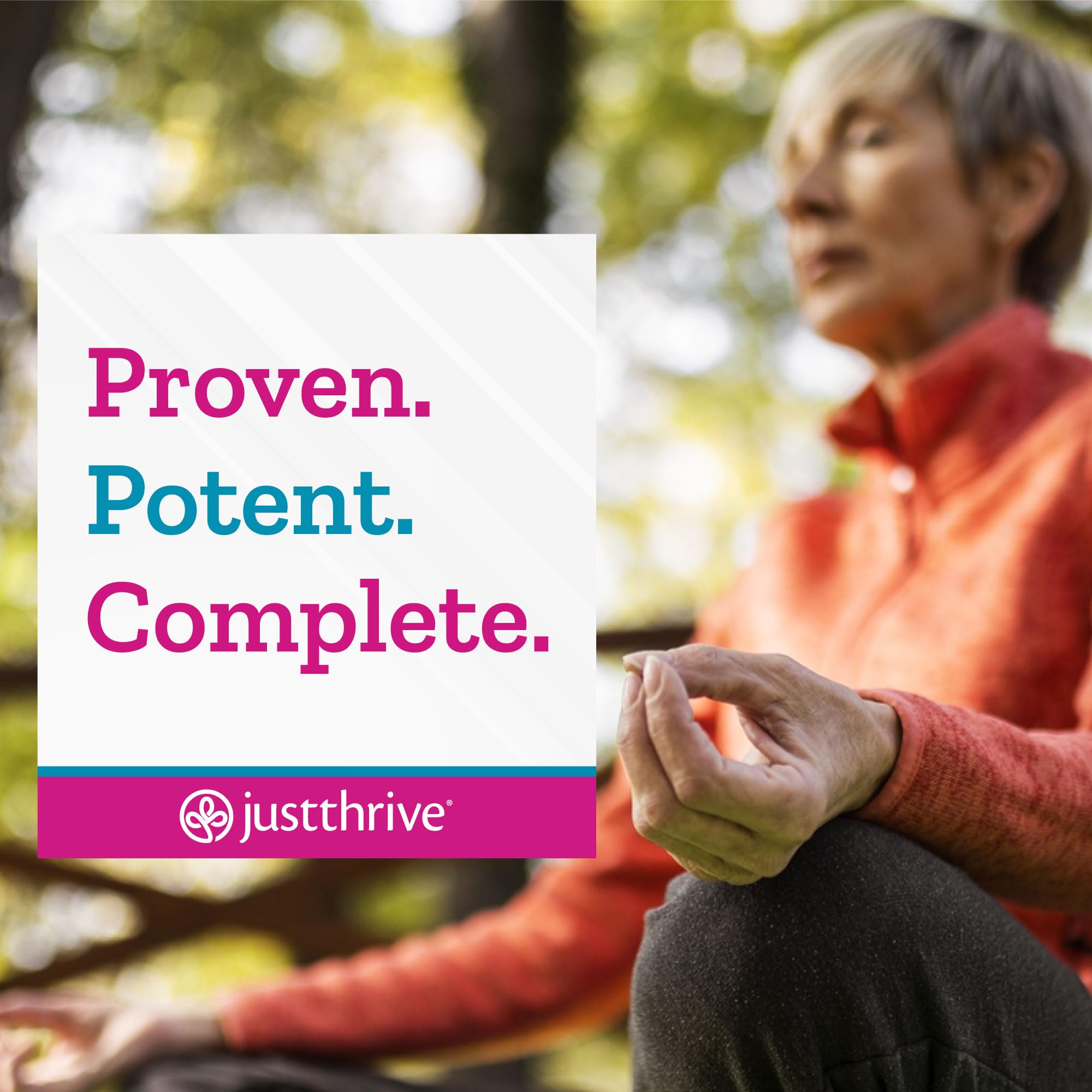 Just Thrive Blended Vitamin & Mineral Supplement on a kitchen counter