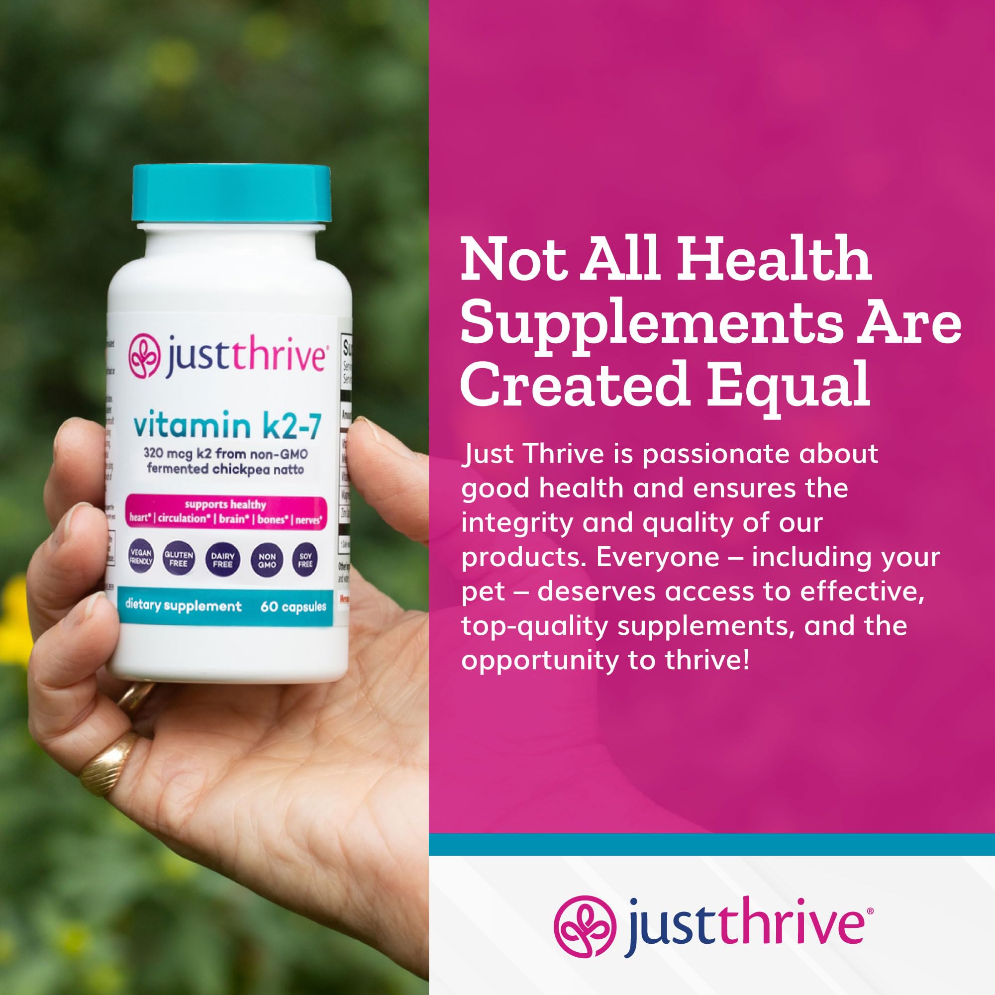 Just Thrive Blended Vitamin & Mineral Supplement with a glass of water
