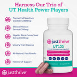 Just Thrive Cranberry Supplement UT123 lifestyle scene with a glass of water