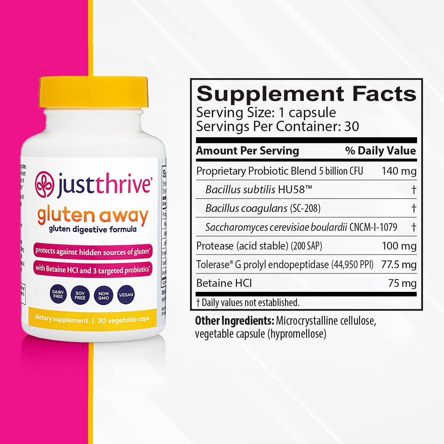 Just Thrive Gluten Away Multi-Enzyme Supplement packaging