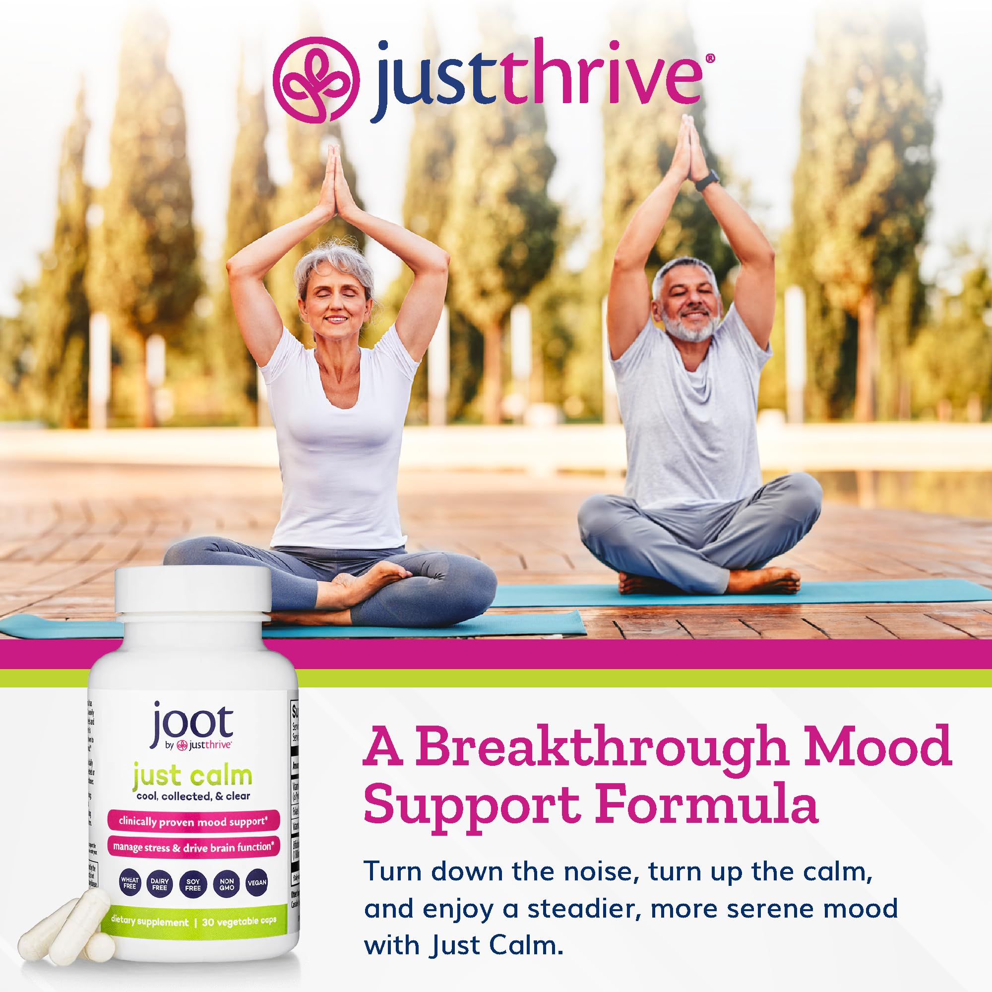 Just Thrive Just Calm 30 Count Capsules back view