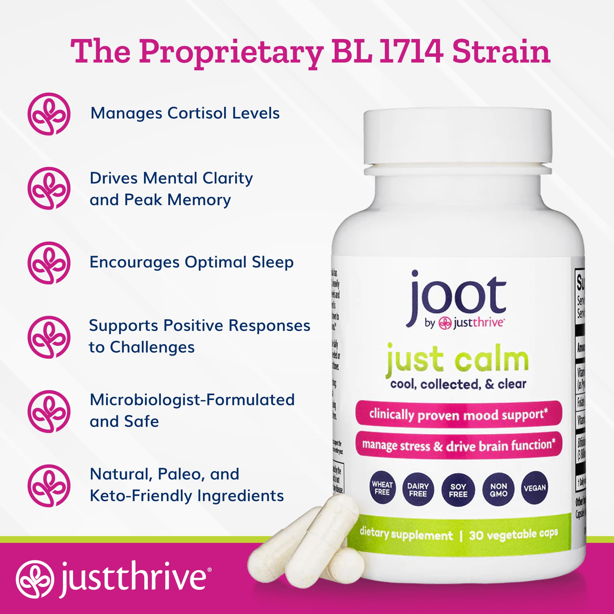 Just Thrive Just Calm 30 Count Capsules packaging