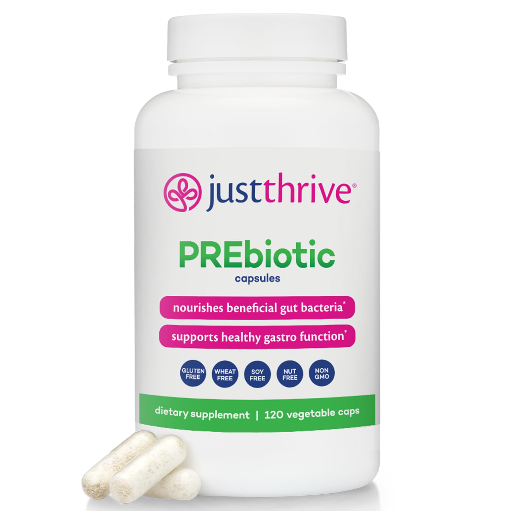 Just Thrive PREbiotic Capsules 120 Count front view