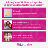 Just Thrive PREbiotic Capsules 120 Count with measuring spoon