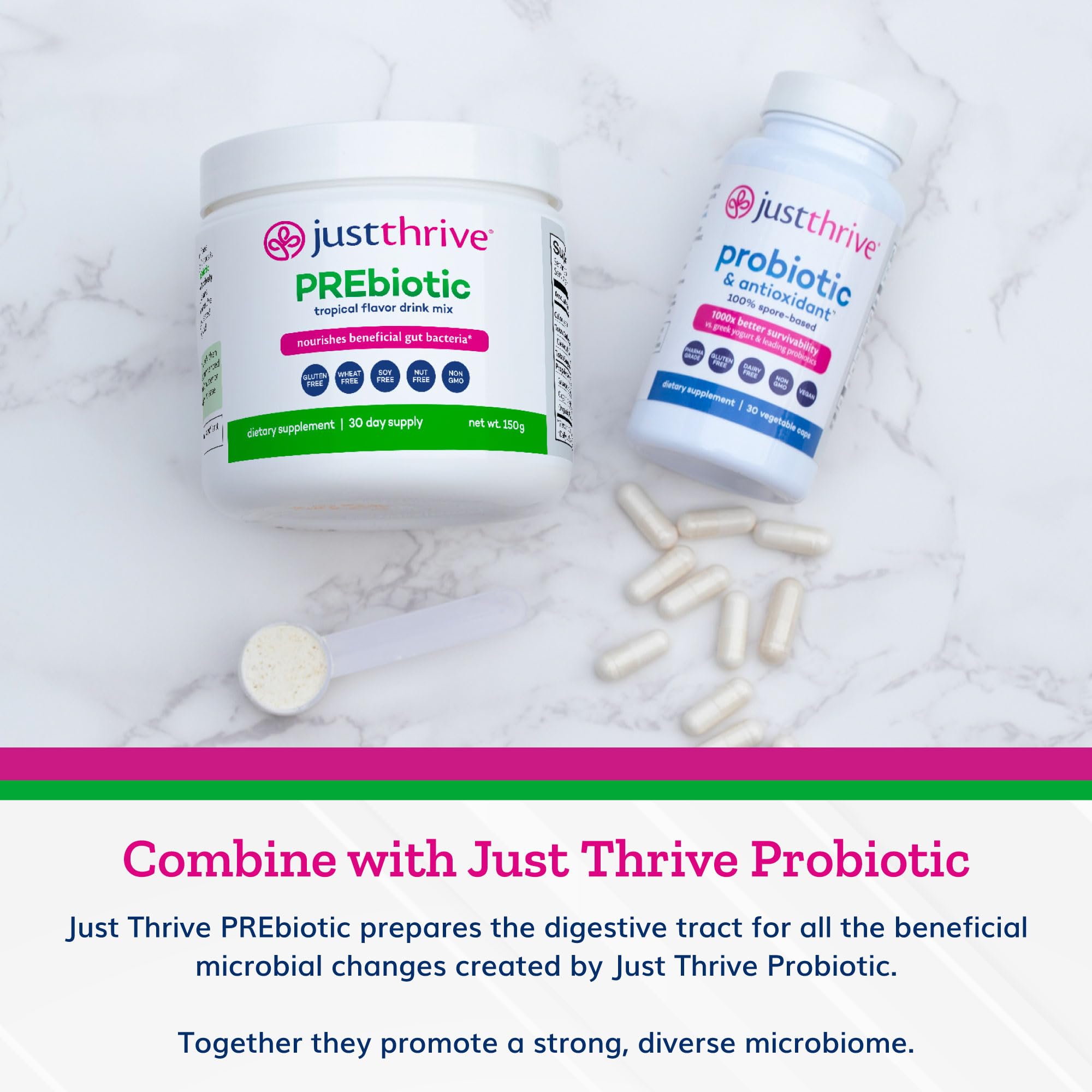 Just Thrive PREbiotic Powder 150g lifestyle scene