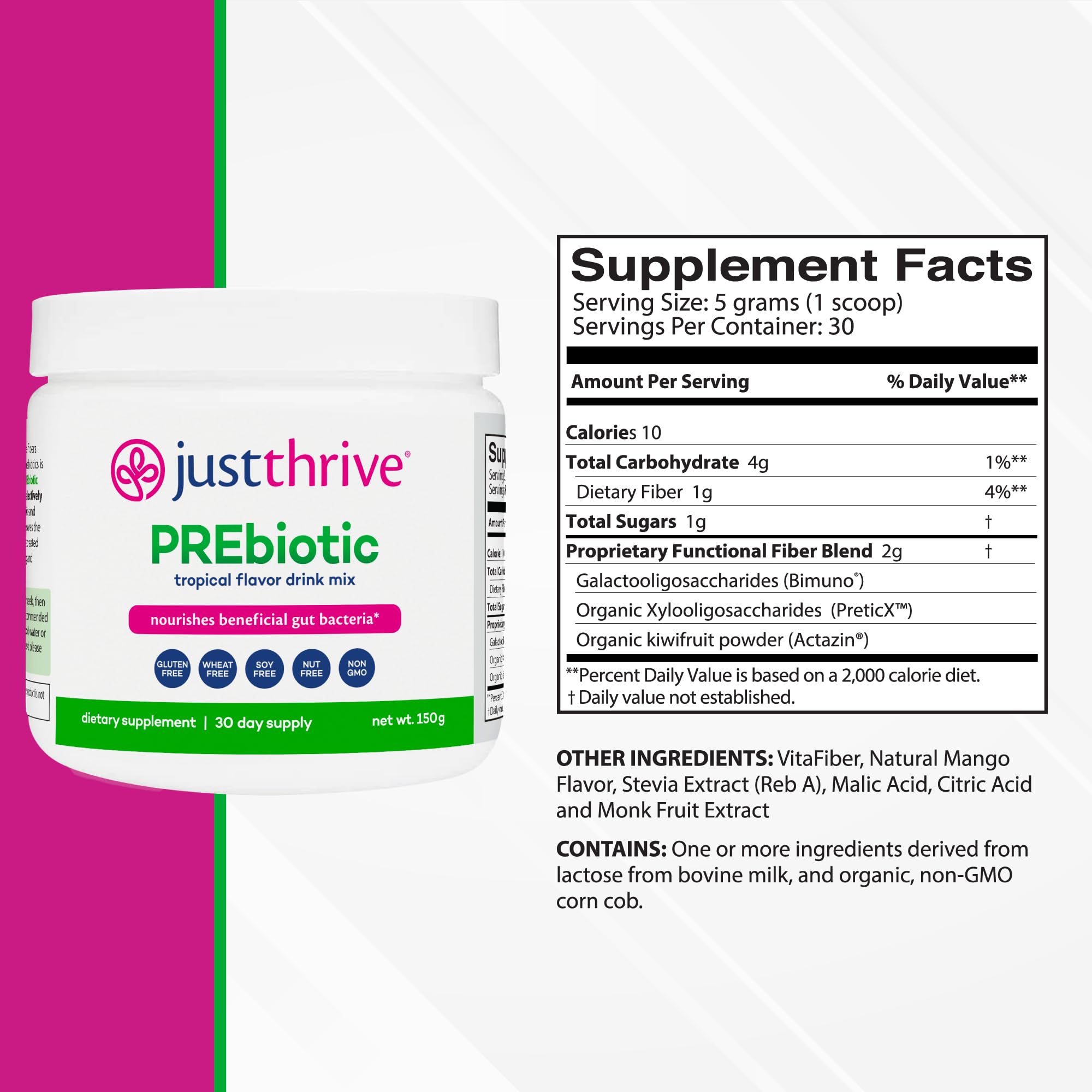 Just Thrive PREbiotic Powder 150g packaging