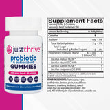 Just Thrive Probiotic Gummies 100g back view
