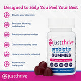 Just Thrive Probiotic Gummies packaging on a table