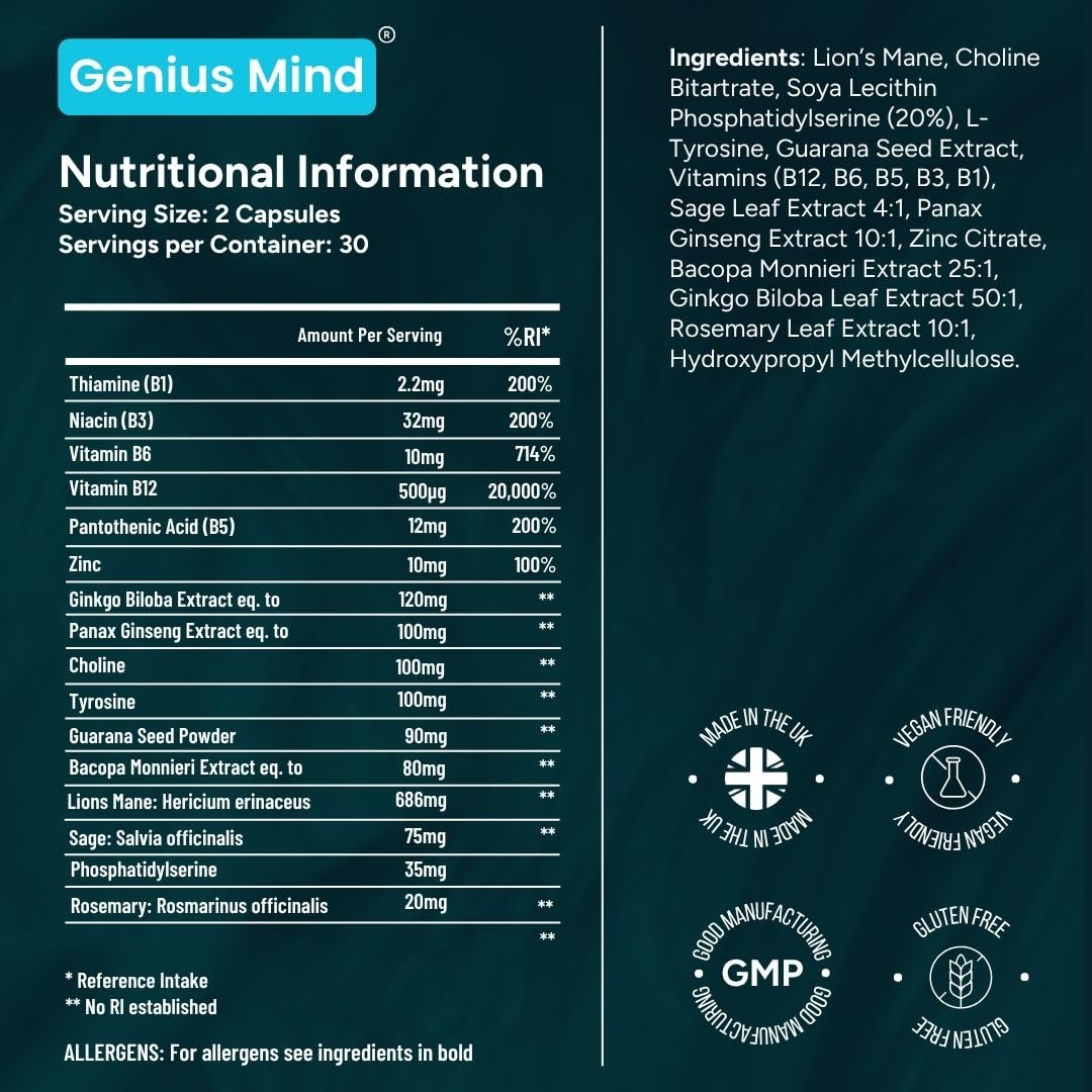 JustFloow Genius Mind Nootropic Supplement side view