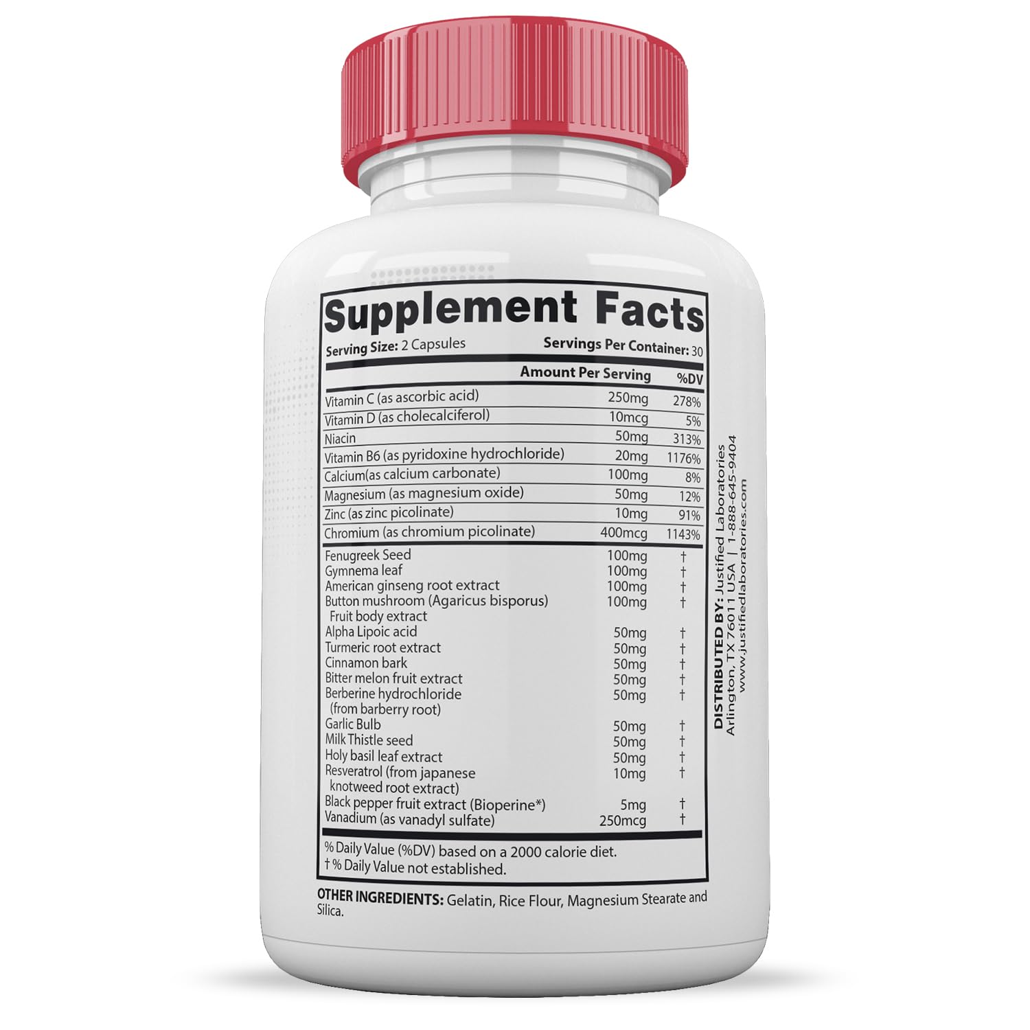 Justified Laboratories Gluco Renu Extreme 1295mg close-up of capsules
