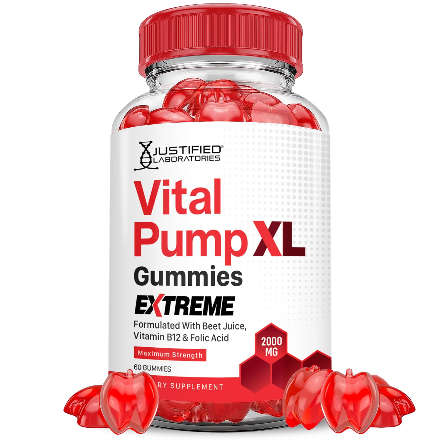 Justified Laboratories Vital Pump XL Extreme 2000MG Gummies front view