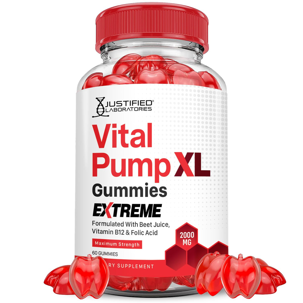 Justified Laboratories Vital Pump XL Extreme 2000MG Gummies front view