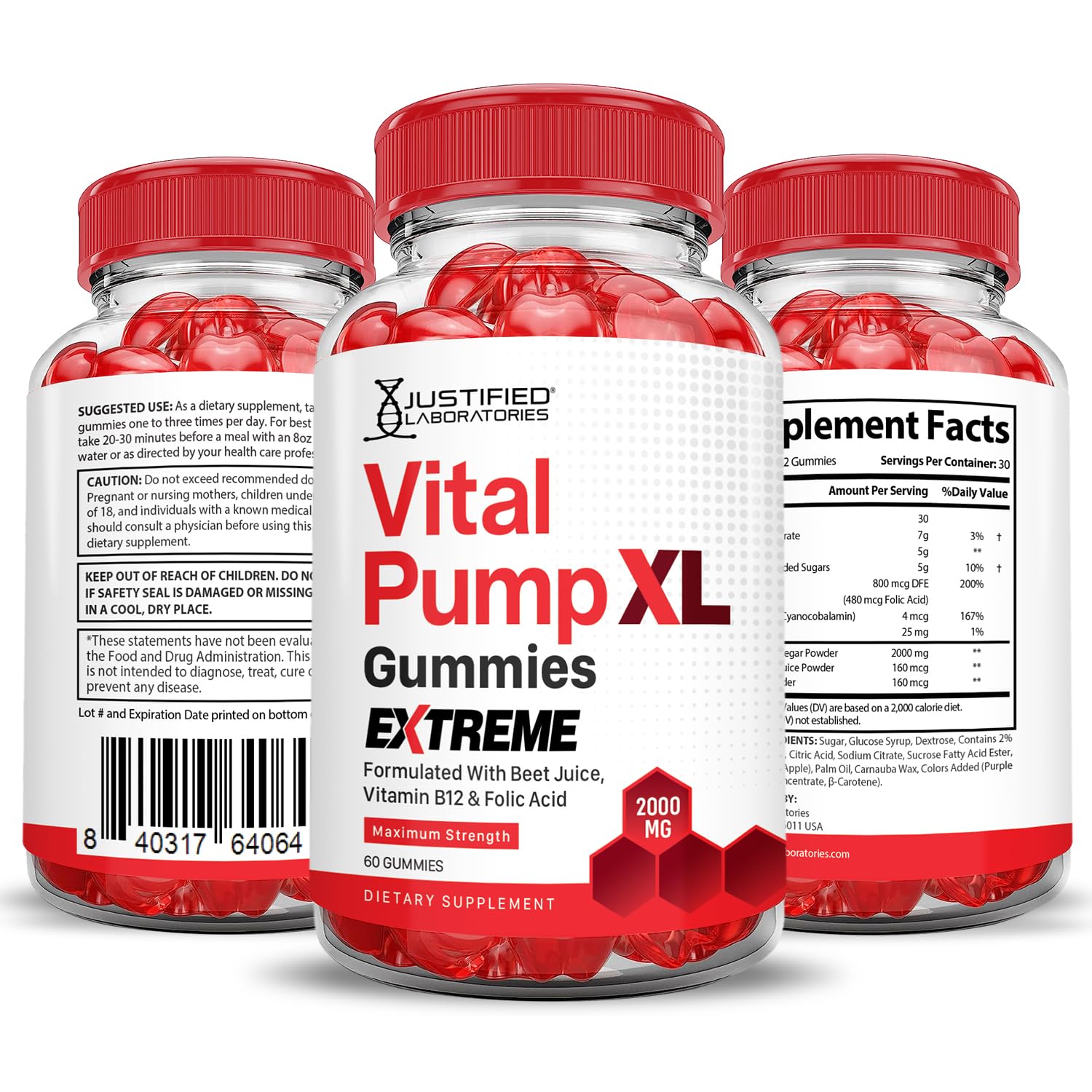 Justified Laboratories Vital Pump XL Extreme Gummies side view