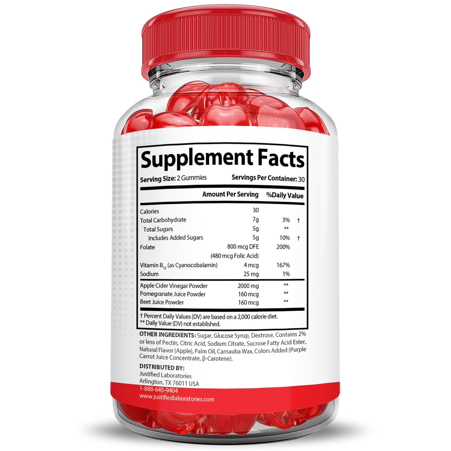 Justified Laboratories Vital Pump XL Extreme Gummies with ingredients