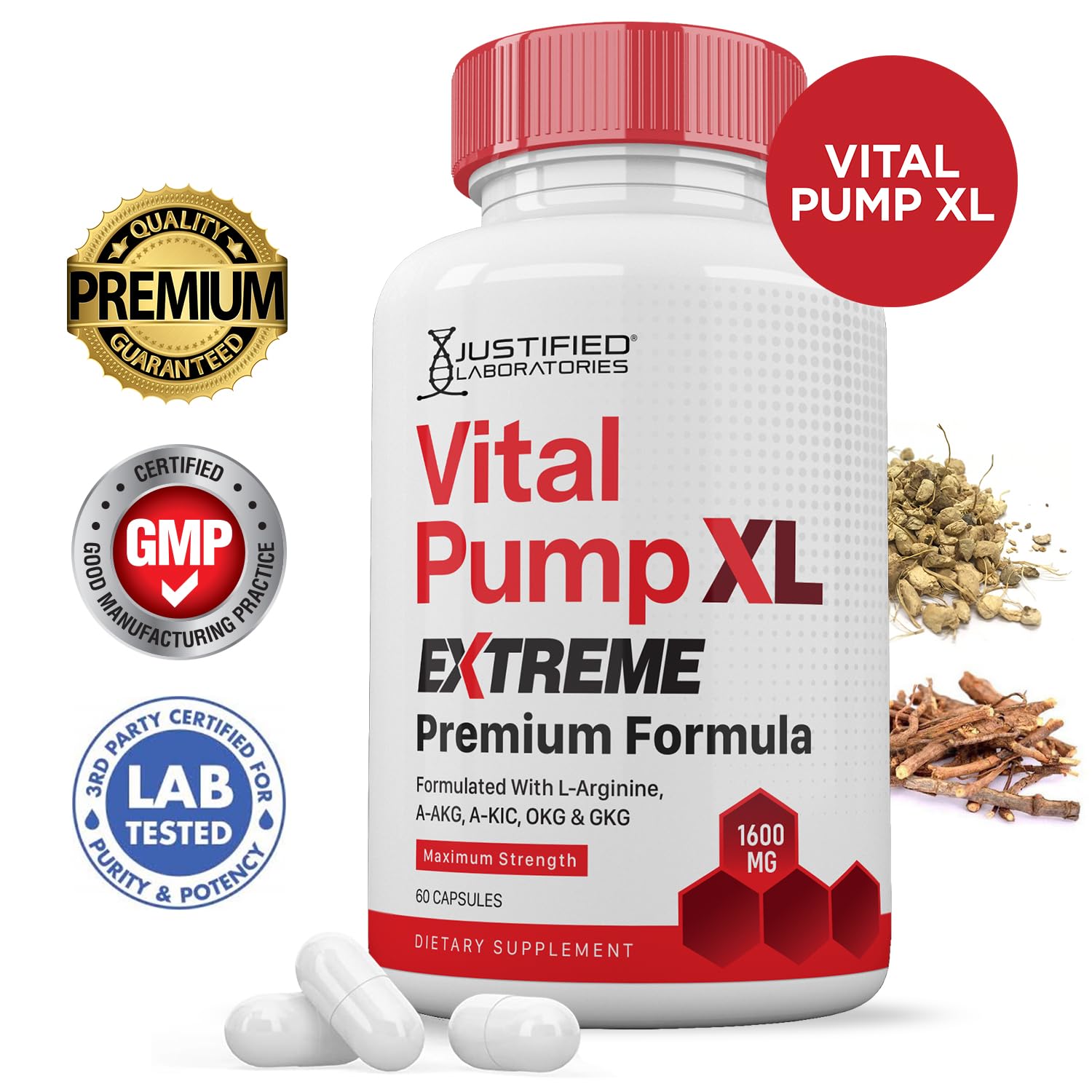 Justified Laboratories Vital Pump XL Extreme supplement side view