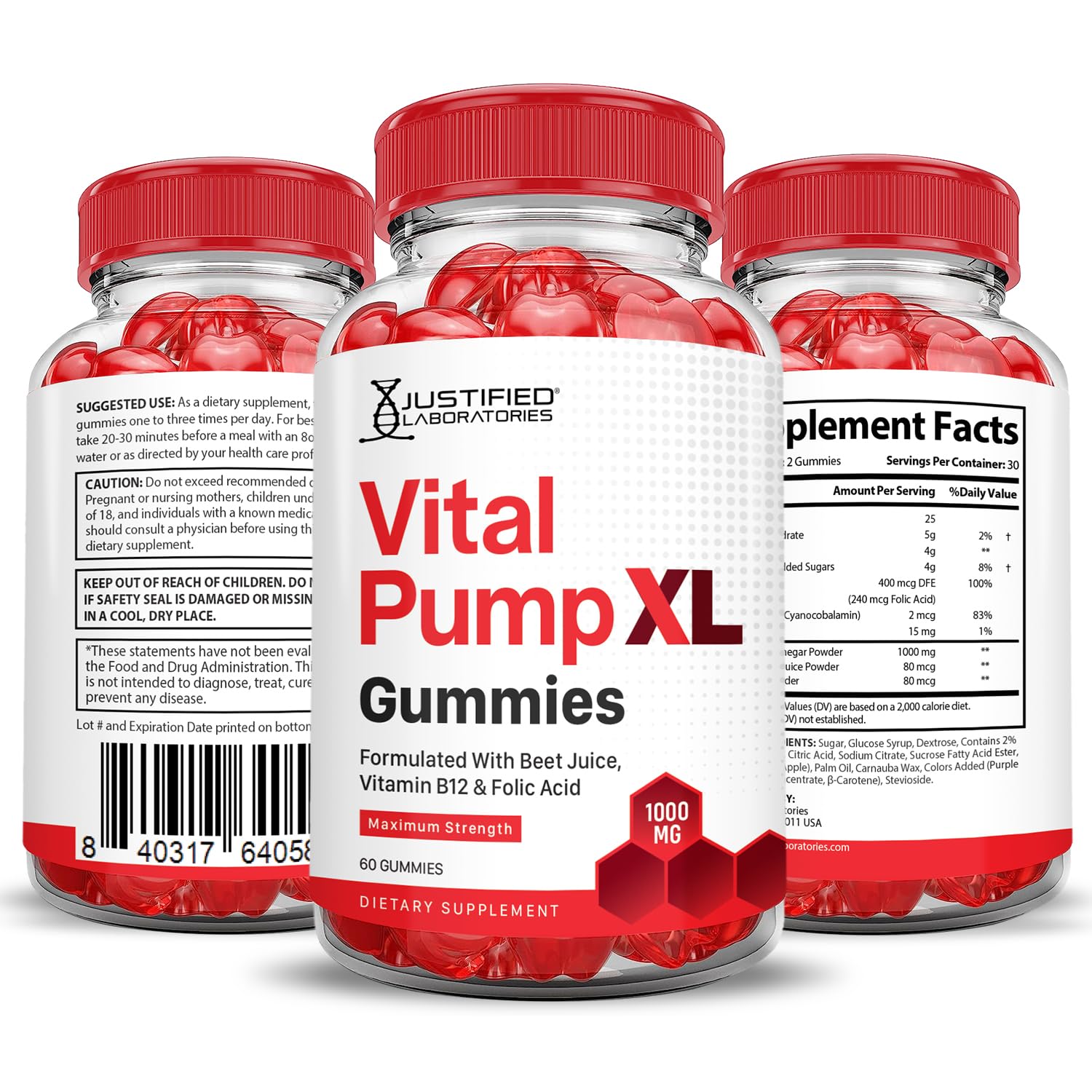 Justified Laboratories Vital Pump XL Performance Gummies with fresh apples
