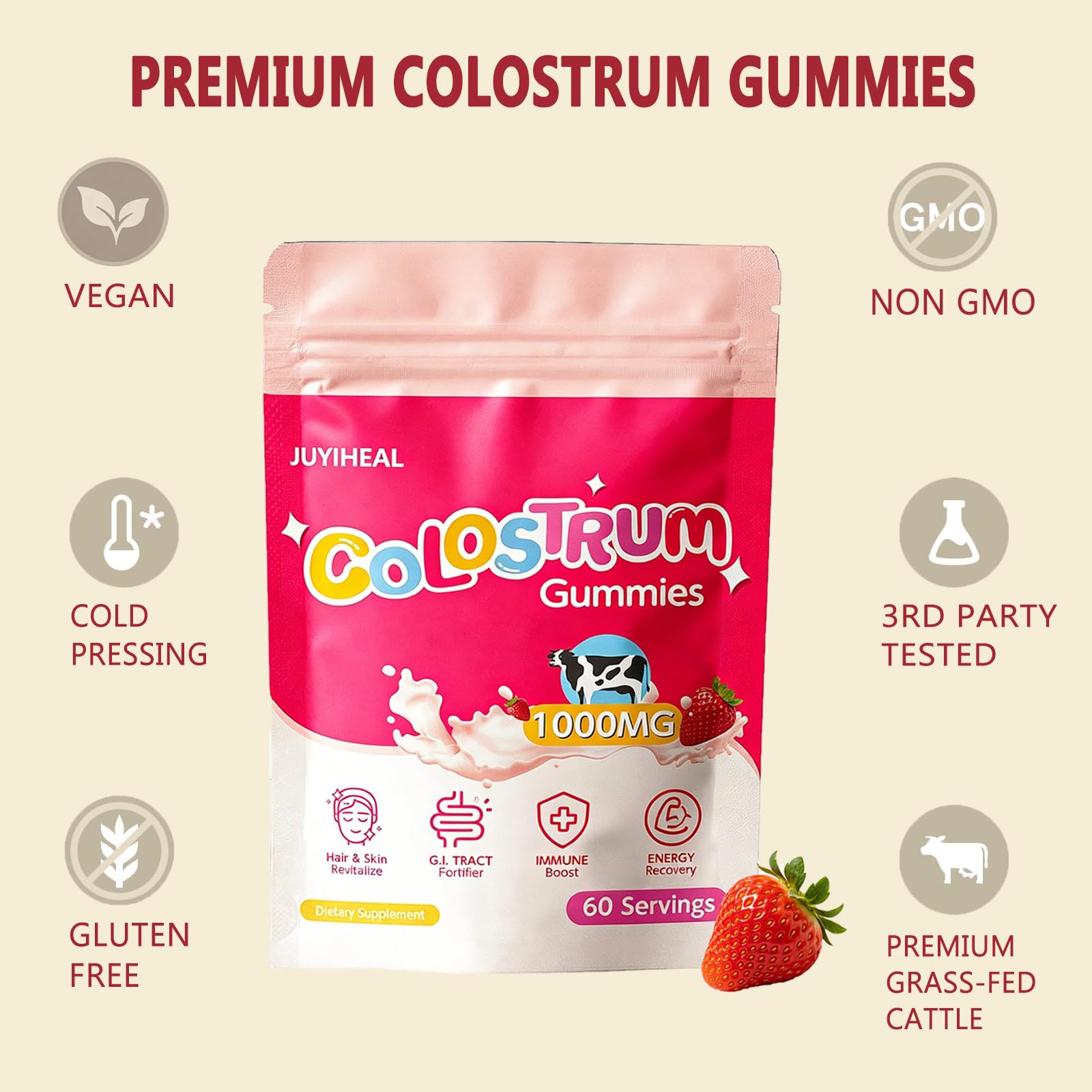 JUYIHEAL Bovine Colostrum Gummies nutritional information