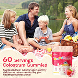 JUYIHEAL Bovine Colostrum Gummies with fresh strawberries