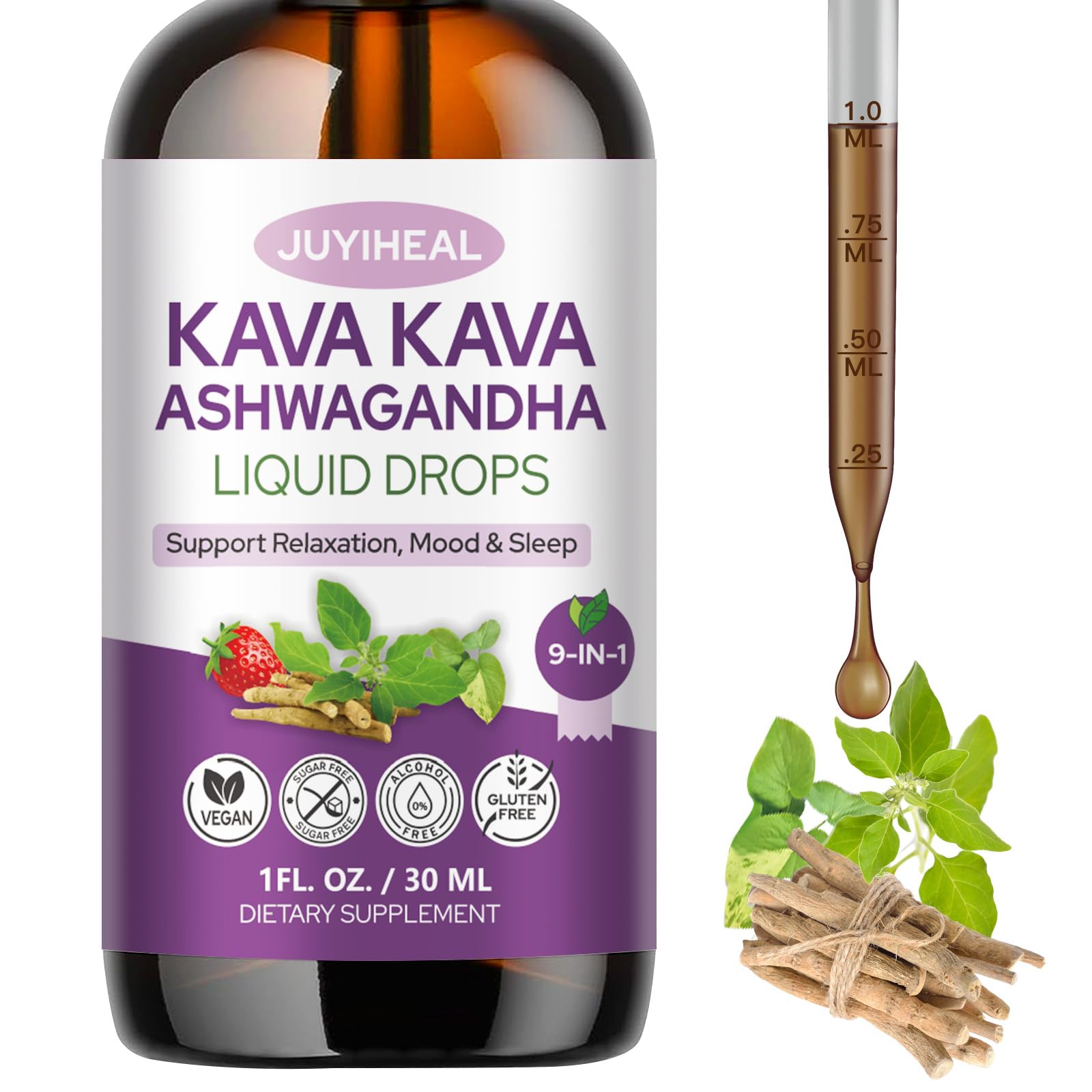 JUYIHEAL Kava Kava 9-in-1 Supplement front view of packaging