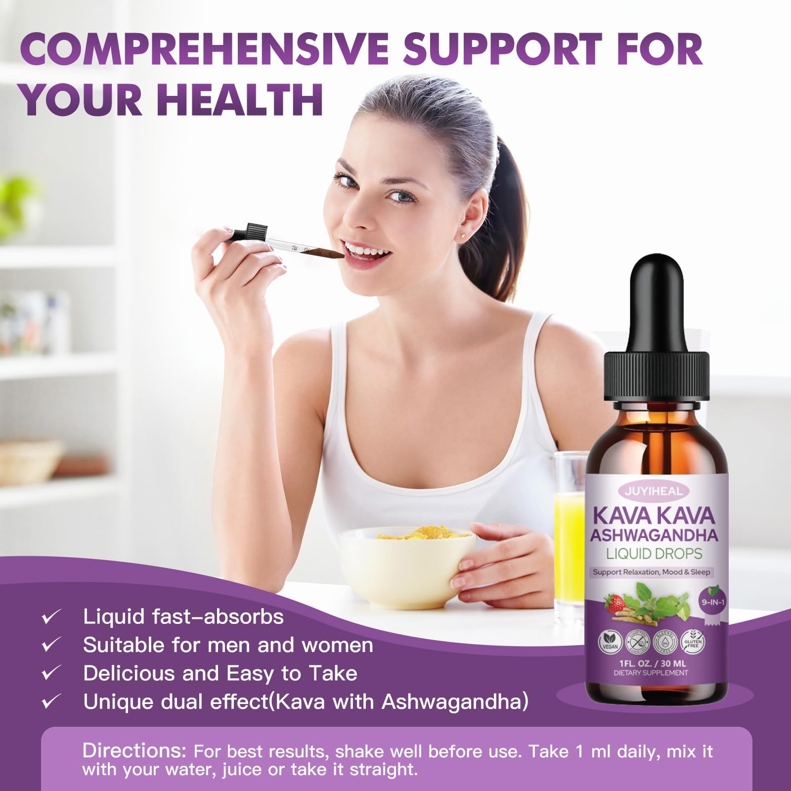 JUYIHEAL Kava Kava 9-in-1 Supplement ingredients list