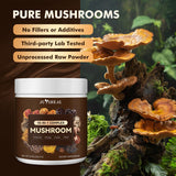 JUYIHEAL Mushroom Superfood Powder in a glass of water