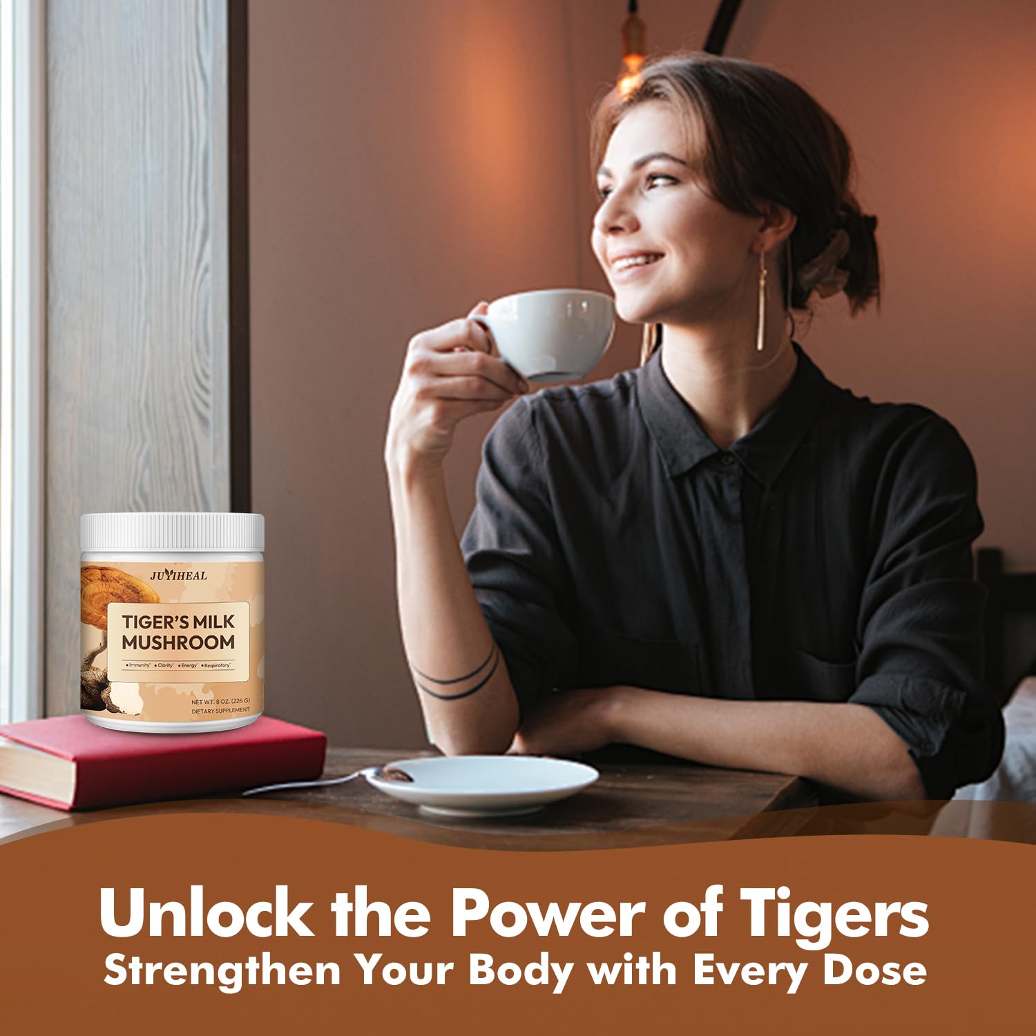 JUYIHEAL Tiger Milk Mushroom Powder 2000mg close-up of powder